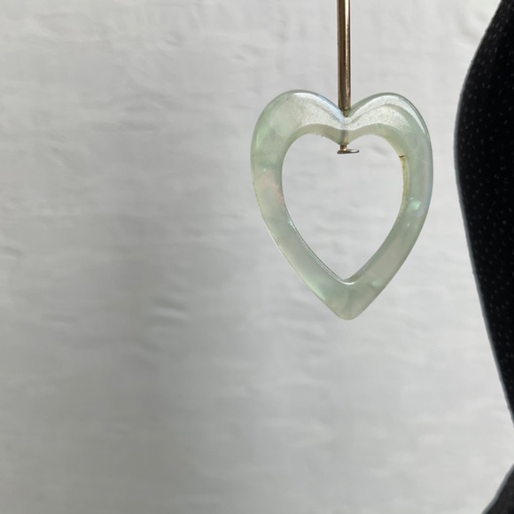 Drop Earrings Pierced Open Heart - Picture 3 of 10
